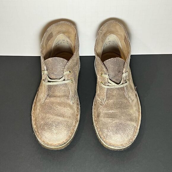 Womens CLARKS Desert Boot Distressed Taupe Chukka Boots / Size 6 - Picture 9 of 11